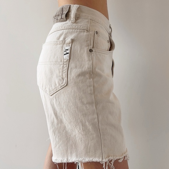 Vintage 90s high rise denim cut off jorts light beige cream - Picture 2 of 7